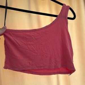 Double zero size small coral crop top one shoulder. Good condition.